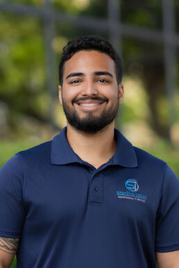 Workplace portrait of employee outside of office building in Tampa. Florida.