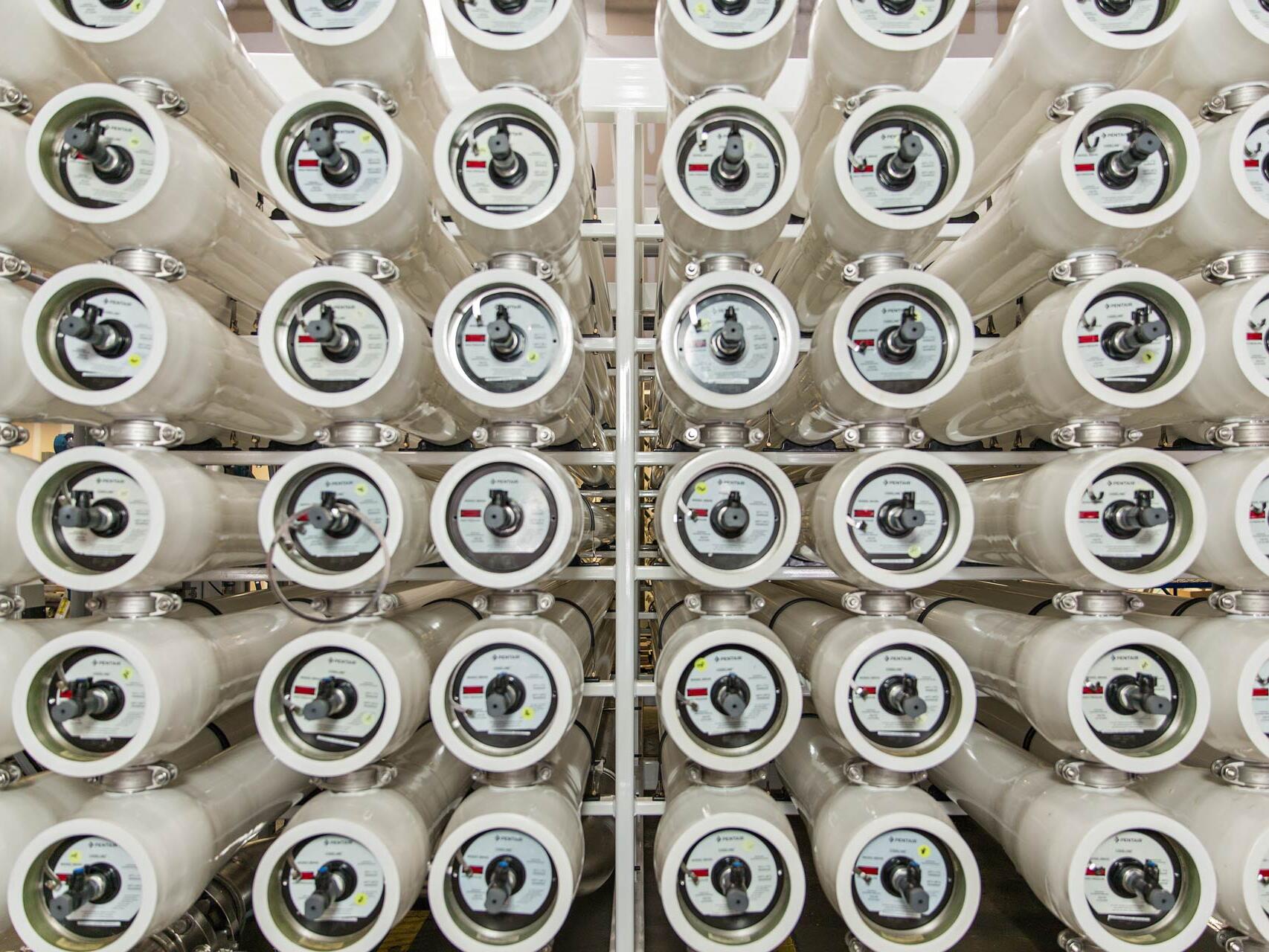 On location commercial industrial photography of water filtration system at Safbon Water Technology in Tampa, Florida.