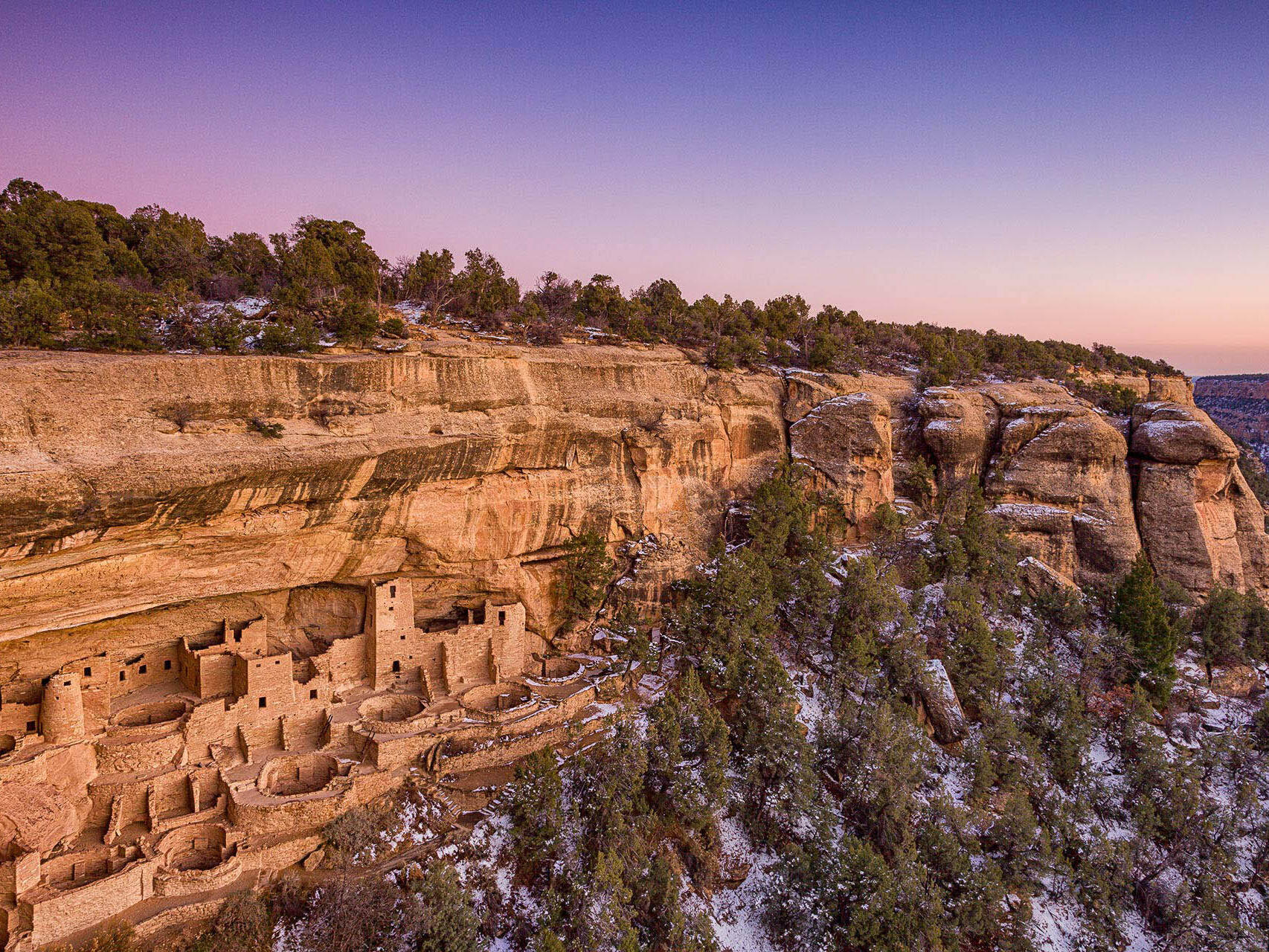 Mesa Verde Cliff Palace ruins at dusk - travel editorial work by Tampa commercial photographer Carver Mostardi.